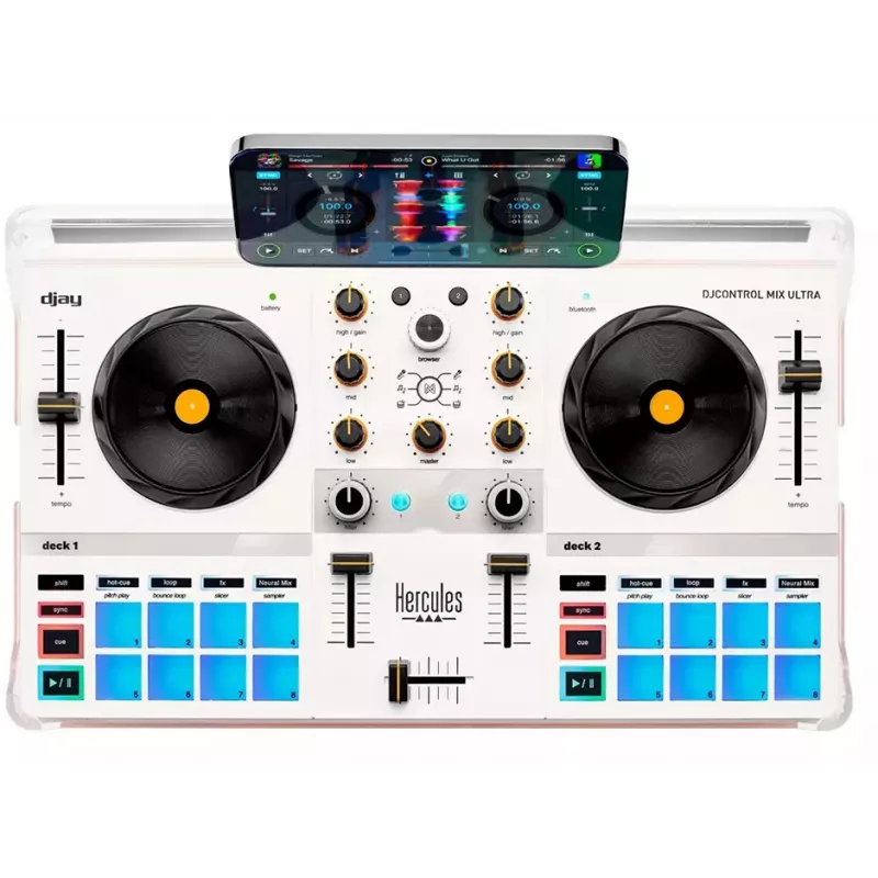 DJ Controller Hercules DJControl Mix Ultra – λευκό, φορητός Bluetooth controller