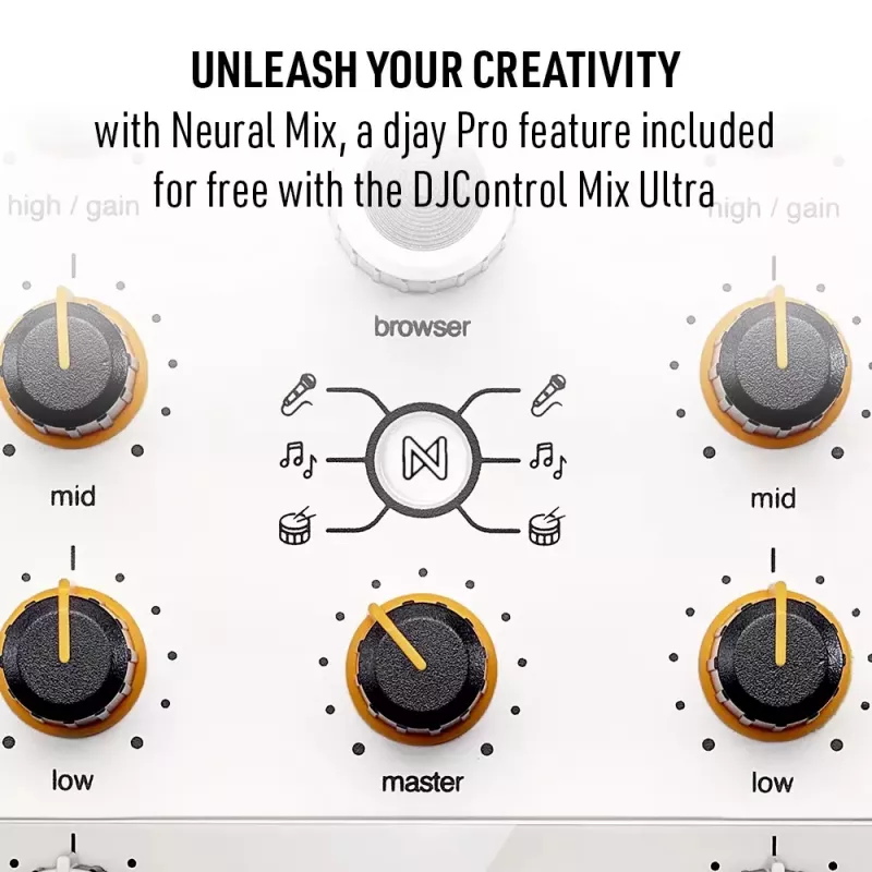 DJ Controller Hercules DJControl Mix Ultra – λευκό, φορητός Bluetooth controller
