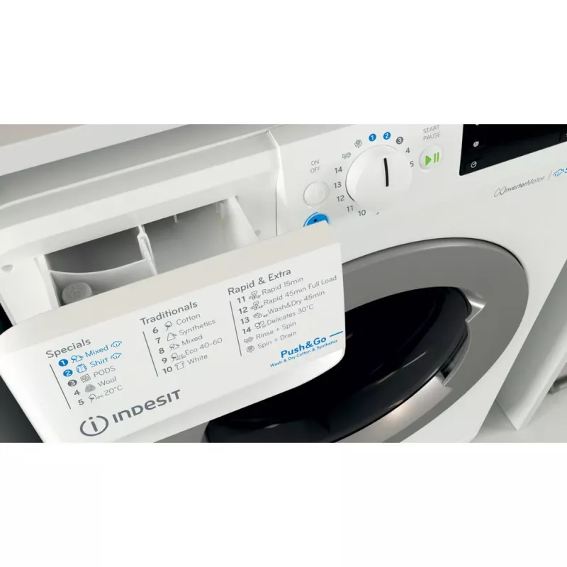 Indesit BDE 76435 WSV EE Πλυντήριο-στεγνωτήριο μπροστινής φόρτωσης ελεύθερο Λευκό