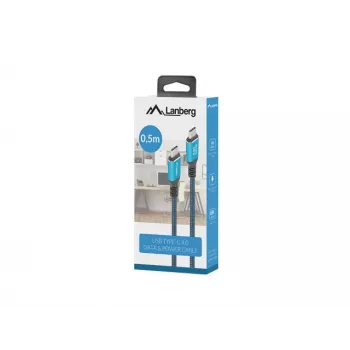 Καλώδιο USB-C LANBERG CA-CMCM-44CU-0005-BK 0,5 m — USB4 Gen 2x2, 40 Gbit/s, 240 W, μαύρο