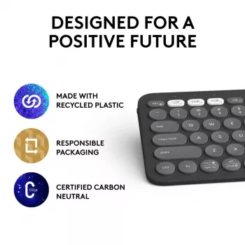 Logitech Pebble Keys 2 K380s Πληκτρολόγιο Universal RF Wireless + Bluetooth QWERTY US International Graphite