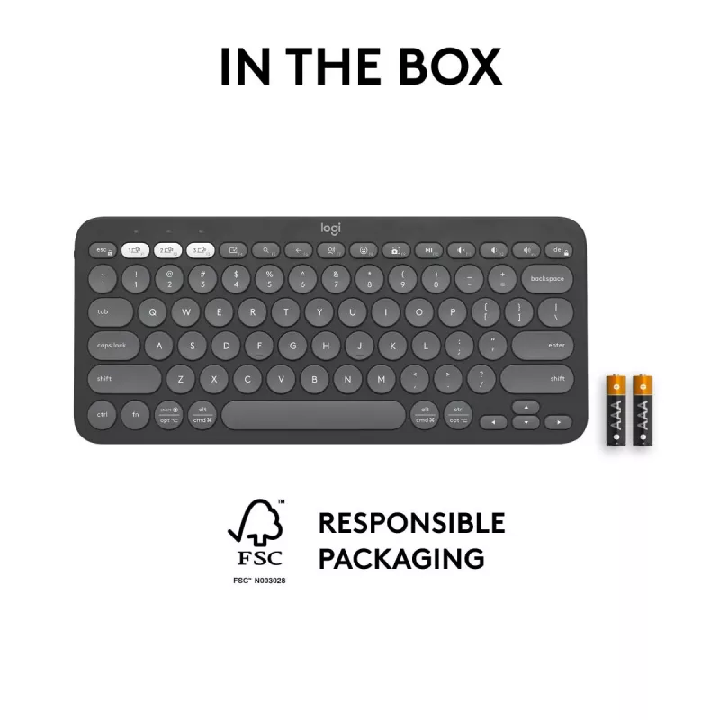 Logitech Pebble Keys 2 K380s Πληκτρολόγιο Universal RF Wireless + Bluetooth QWERTY US International Graphite