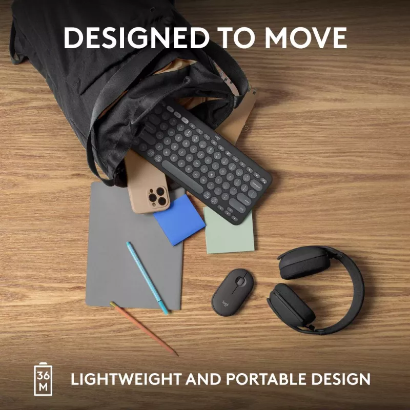 Logitech Pebble Keys 2 K380s Πληκτρολόγιο Universal RF Wireless + Bluetooth QWERTY US International Graphite