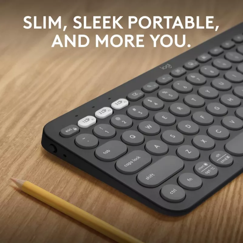 Logitech Pebble Keys 2 K380s Πληκτρολόγιο Universal RF Wireless + Bluetooth QWERTY US International Graphite