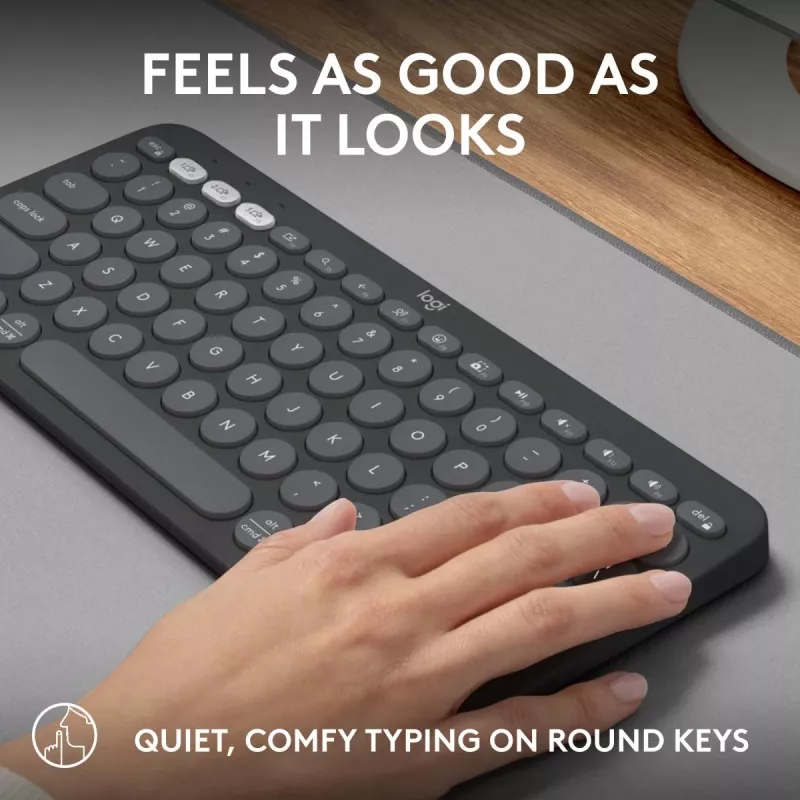 Logitech Pebble Keys 2 K380s Πληκτρολόγιο Universal RF Wireless + Bluetooth QWERTY US International Graphite