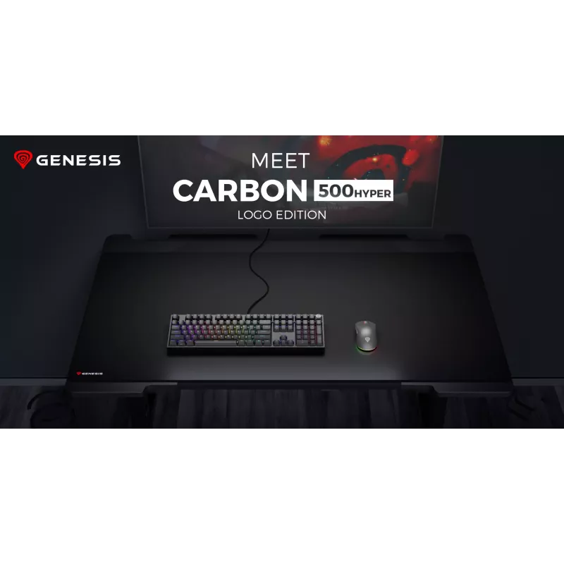GENESIS Carbon 500 Hyper Logo, Μαύρο, Μονόχρωμο, Ύφασμα, Καουτσούκ, Mousepad Gaming