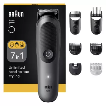 Braun Series 5 AIO5520 All-in-One σετ περιποίησης 7 σε 1, ασύρματο, 14 ρυθμίσεις μήκους, μαύρο