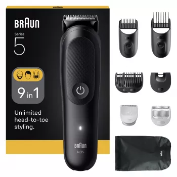 Braun Series 5 AIO5540 All-In-One Style Kit κουρευτική μηχανή μαλλιών 9 σε 1, πλενόμενη, μαύρη