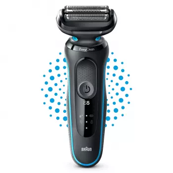 Ξυριστική μηχανή BRAUN Series 5 51-M1000s — 3 κεφαλών, υγρή & στεγνή, μπαταρία Li-Ion, γρήγορη φόρτιση, μαύρο/μπλε