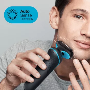 Ξυριστική μηχανή BRAUN Series 5 51-M1000s — 3 κεφαλών, υγρή & στεγνή, μπαταρία Li-Ion, γρήγορη φόρτιση, μαύρο/μπλε
