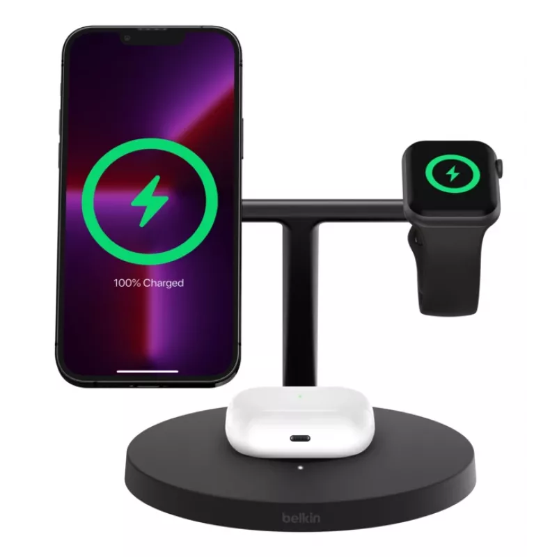 BELKIN Wireless Charging Stand - Boost Charge Pro - 3-in-1 With Qi2 15w - μαύρο