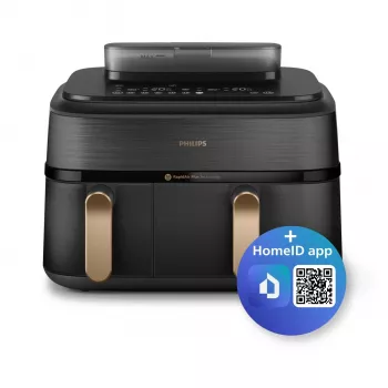 Philips 5000 Σειρά NA552/00 Φριτέζα Διπλή 9 l Επιτραπέζια 2750 W Φριτέζα θερμού αέρα μαύρο, χρυσό