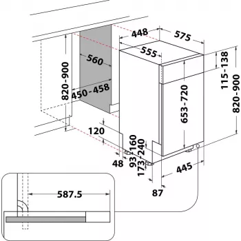 Whirlpool WSBO 3O34 PF X εντοιχιζόμενο 10 σερβίτσια