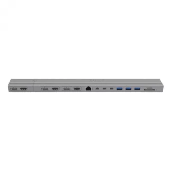 Targus HyperDrive HD156-GL Triple-4K σταθμός σύνδεσης πολλαπλών οθονών, USB-C, 15 θύρες, έως 3 × 4K 60 Hz, για MacBook