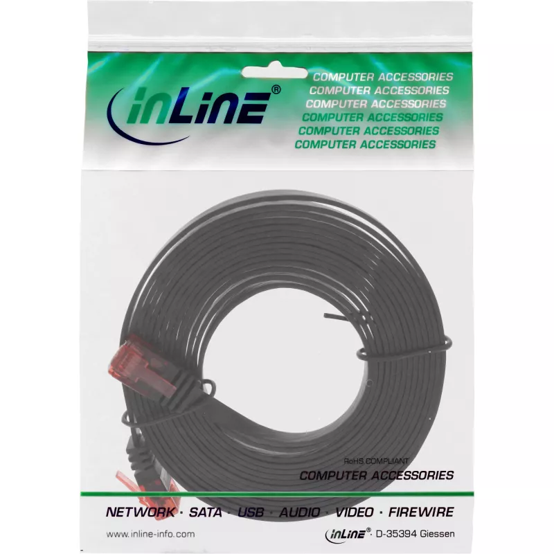InLine Επίπεδο Ultraslim Patch καλώδιο U/UTP Cat.6 Gigabit-ικό μαύρο 0,5 m