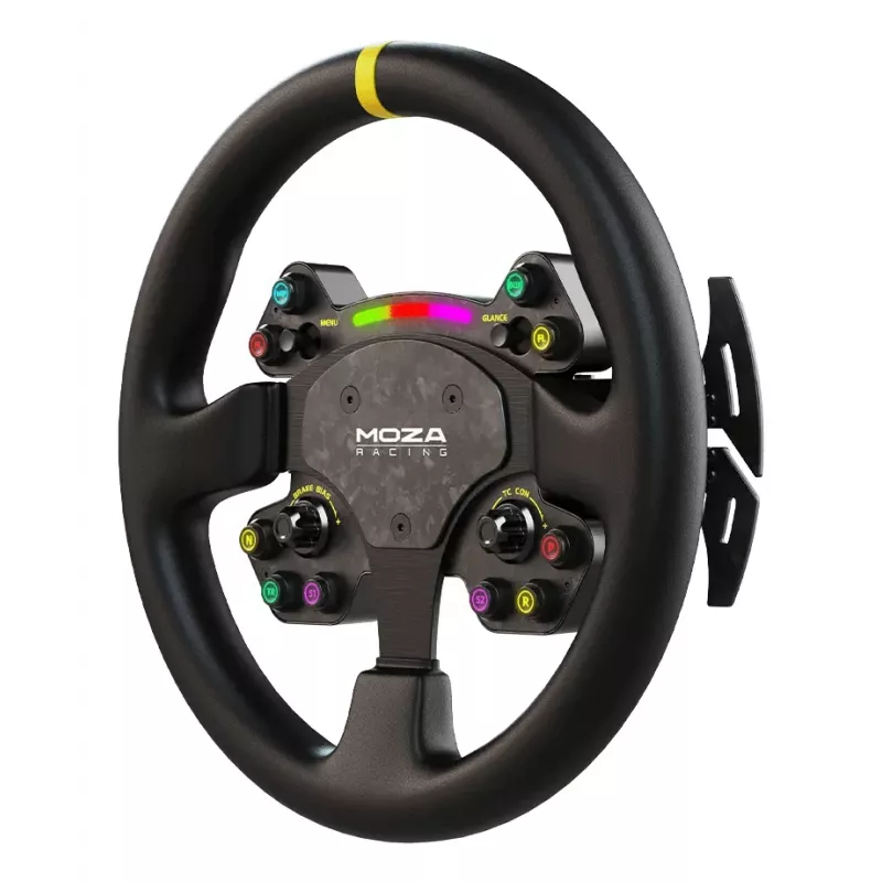 Moza Racing RS V2 Τιμόνι, Τιμόνι, PC, Multi, Ενσύρματο & Ασύρματο, Μαύρο, Ανθρακονήματα, Δέρμα