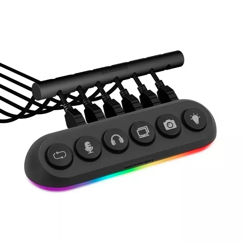 Streamplify HUB DECK 5 διανομέας USB, 4x USB 3.0, 1x USB 2.0, RGB, 12V, καλώδιο τροφοδοσίας ΕΕ, μαύρο