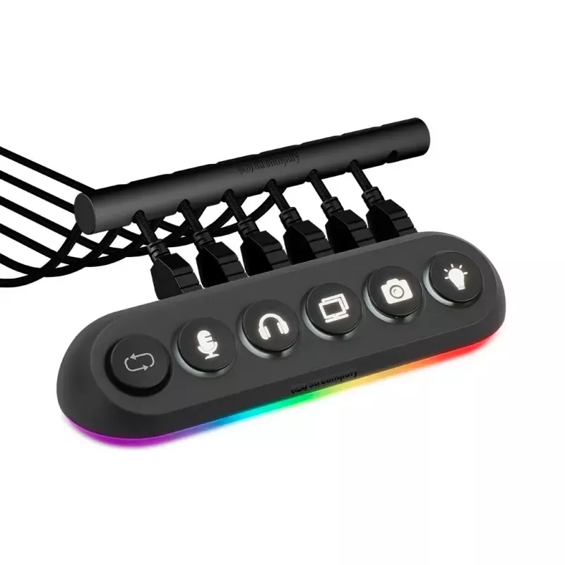Streamplify HUB DECK 5 διανομέας USB, 4x USB 3.0, 1x USB 2.0, RGB, 12V, καλώδιο τροφοδοσίας ΕΕ, μαύρο