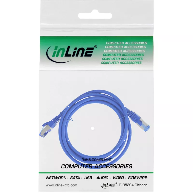 InLine Καλώδιο Patch S/FTP PiMF Cat.6A χωρίς αλογόνα 500 MHz μπλε 3 m