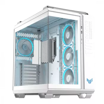 Κουτί PC ASUS TUF GAMING GT502 Horizon TG ARGB Λευκό — Midi Tower, ATX, σκληρυμένο γυαλί, 4×3,5-ίντσες υποδοχές, μέγ. GPU 400 mm