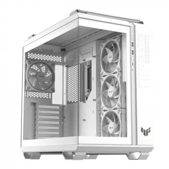 Κουτί PC ASUS TUF GAMING GT502 Horizon TG ARGB Λευκό — Midi Tower, ATX, σκληρυμένο γυαλί, 4×3,5-ίντσες υποδοχές, μέγ. GPU 400 mm