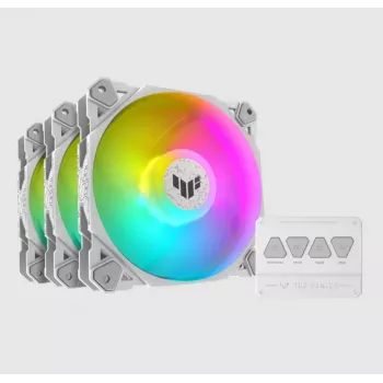Αερόψυκτρα ASUS TUF GAMING TF120 ARGB WHITE EDITION — 3×120 mm ανεμιστήρες, 1900 U/min, 29 dB, τηλεχειριστήριο