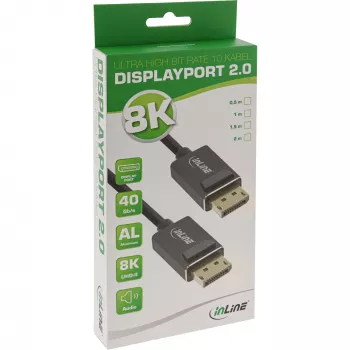 InLine καλώδιο DisplayPort 2.0, 8K4K UHBR, μαύρο, επιχρυσωμένες επαφές, 2m