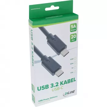 Καλώδιο USB 3.2 Gen.2x2 InLine 35701A 1m USB-C αρσενικό/αρσενικό μαύρο