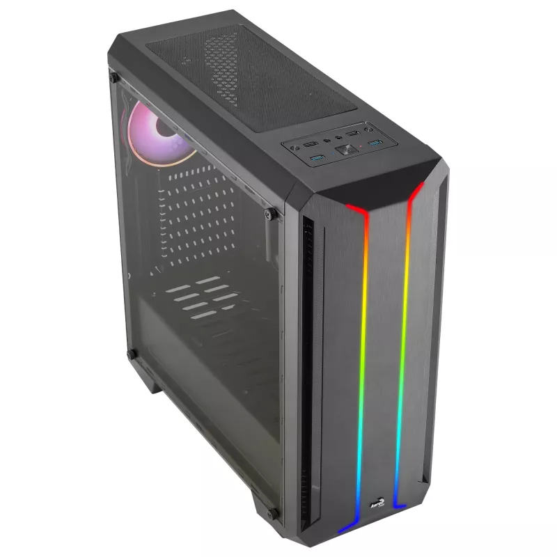 Aerocool SKYLINEV2BK Κουτί PC ATX Dual Front Panel LED ARGB Fan ARGB 12cm Μαύρο