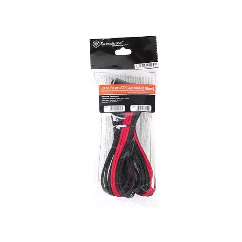 SilverStone SST-PP07-MBBR καλώδιο προέκτασης ATX 24 ακίδων, 0,3 m, μαύρο/κόκκινο