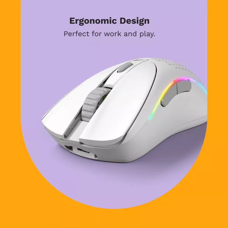 Glorious Gaming Glorious Model D 2 Wireless - ματ λευκό, δεξιόχειρας, RF Wireless, 19000 DPI, λευκό
