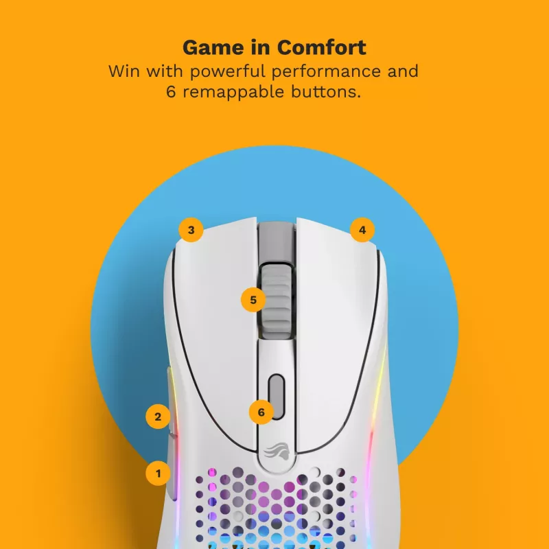 Glorious Gaming Glorious Model D 2 Wireless - ματ λευκό, δεξιόχειρας, RF Wireless, 19000 DPI, λευκό