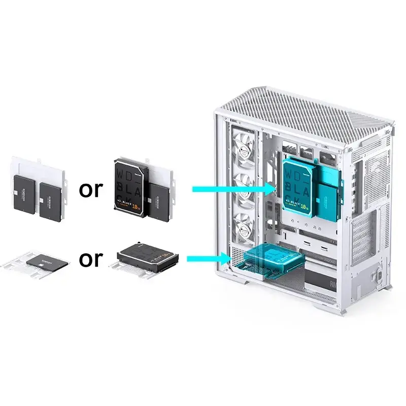 Κουτί υπολογιστή Jonsbo D400 Midi Tower ATX Tempered Glass – Λευκό