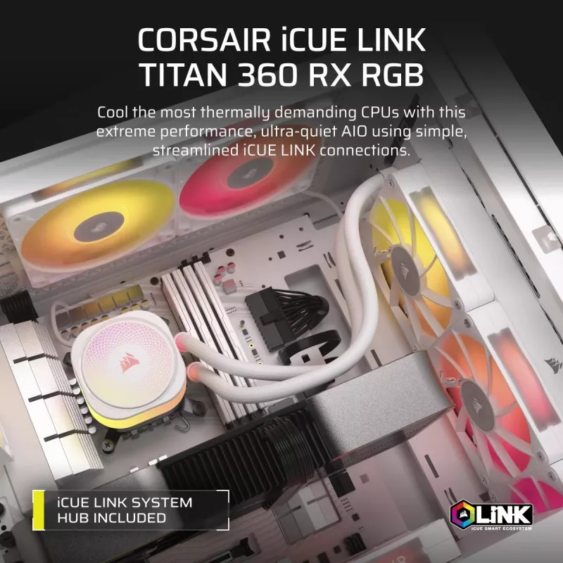 CORSAIR Ψύκτρα CPU - Icue Link Titan 360 Rx RGB Aio Υδρόψυξη - Λευκό