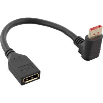 InLine Καλώδιο προσαρμογέα DisplayPort 1.4 M/F, 8K4K, γωνιακό προς τα κάτω, μαύρο/χρυσό