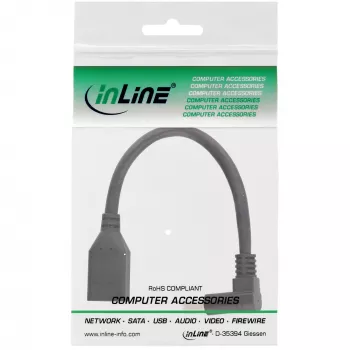 InLine Καλώδιο προσαρμογέα DisplayPort 1.4 M/F, 8K4K, γωνιακό προς τα κάτω, μαύρο/χρυσό