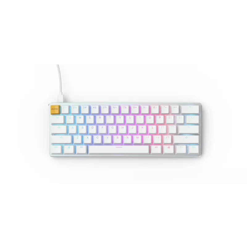 Glorious Gaming GMMK Πληκτρολόγιο USB QWERTY US International Ασήμι, Λευκό