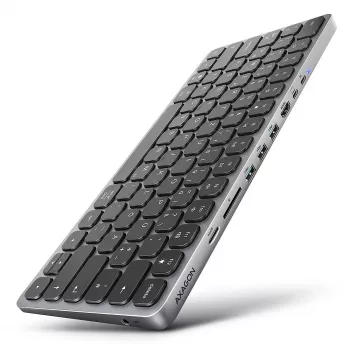 Axagon HMC-KB-GE, USB 5Gbps Hub με πληκτρολόγιο, HDMI 4K/60Hz, 3x USB-A, SD/mSD, Audio, PD 100, γερμανικό layout