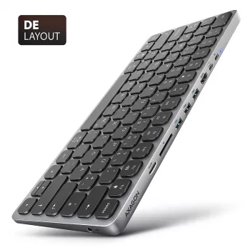 Axagon HMC-KB-GE, USB 5Gbps Hub με πληκτρολόγιο, HDMI 4K/60Hz, 3x USB-A, SD/mSD, Audio, PD 100, γερμανικό layout