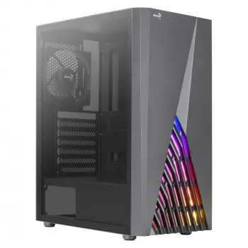 Aerocool DELTABKV1 Κουτί PC ATX με RGB πρόσοψη, πλήρες πλαϊνό παράθυρο, ανεμιστήρας 12cm, Μαύρο