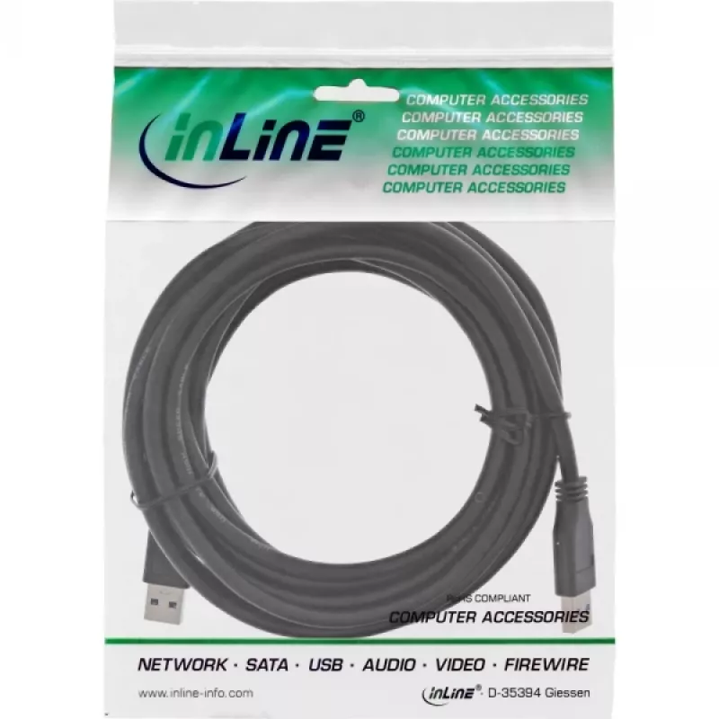 InLine καλώδιο USB 3.2 Gen.1 Type-A αρσενικό / αρσενικό, μαύρο, 5m