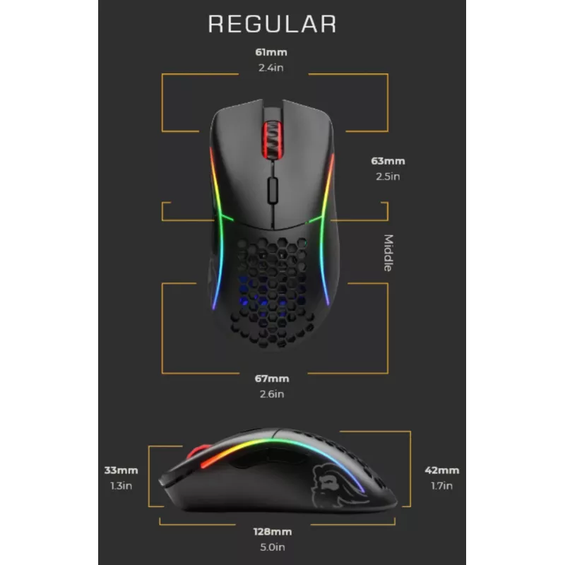 Glorious Gaming Glorious Model D Wireless – ματ μαύρο, δεξιόχειρας, RF Wireless, 19000 DPI, μαύρο