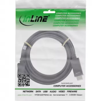 Καλώδιο μετατροπέα InLine DisplayPort σε HDMI, 4K/60Hz, μαύρο, 3m