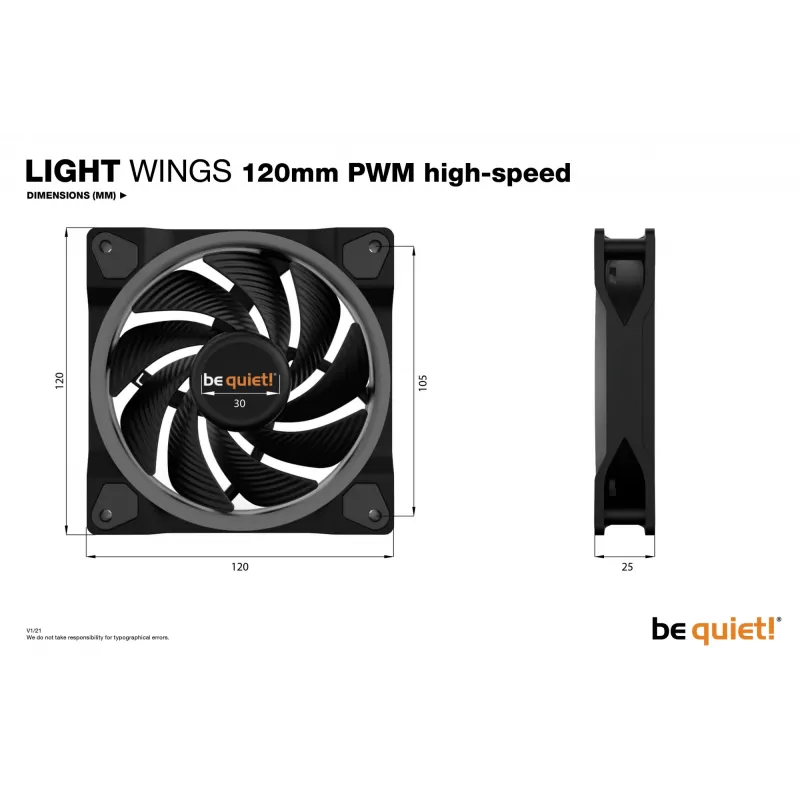 be quiet! Light Wings 120mm ARGB PWM High Speed ανεμιστήρας μαύρο