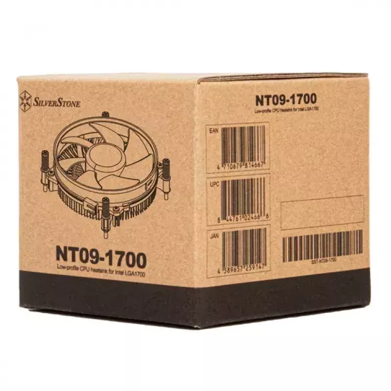 SilverStone SST-NT09-1700 Nitrogon ψύκτρα αέρα επεξεργαστή, 92 mm, LGA1700, πτερύγια αλουμινίου