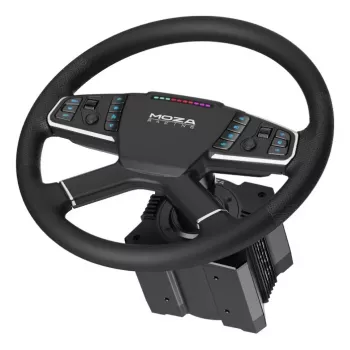 Moza Racing TSW Τιμόνι, Τιμόνι, PC, Ενσύρματο & Ασύρματο, Μαύρο, Αλουμίνιο, Τεχνητό δέρμα, Πολυμερές, Καλώδιο