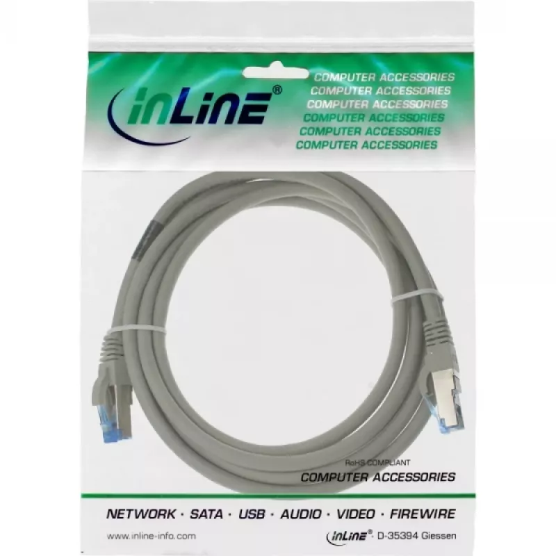 Καλώδιο δικτύου InLine S/FTP PiMF Cat.6A χωρίς αλογόνα 500MHz γκρι 1m