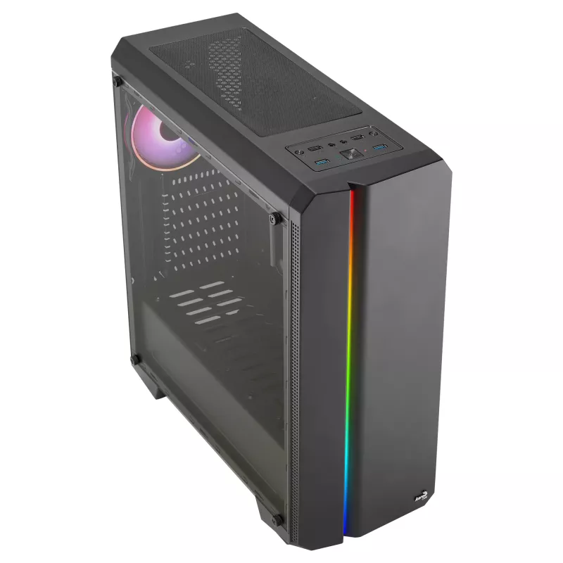 Aerocool GENESISV2BK κουτί PC ATX, μπροστινό πάνελ LED ARGB ανεμιστήρας ARGB 12 cm, μαύρο