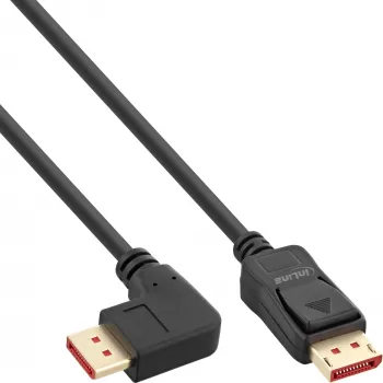 InLine Καλώδιο DisplayPort 1.4, 8K4K, γωνιακό, μαύρο/χρυσό, 3m