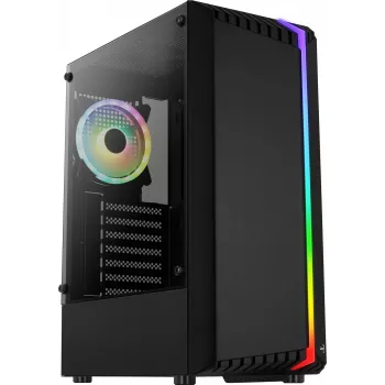 Aerocool Bionic V2 (PGS Bionic-G-BK-v2) κουτί υπολογιστή Midi Tower, ATX, RGB, ψημένο γυαλί, μαύρο